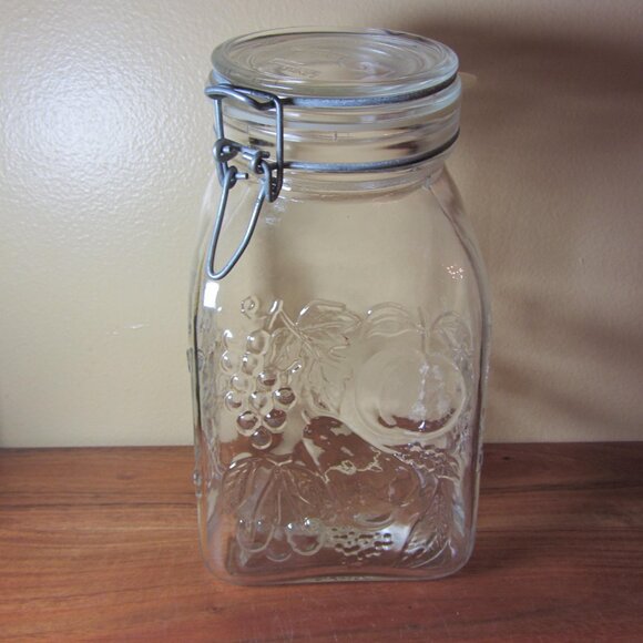 glass storage container angle neck natura italy farm's products (H176) - Picture 9 of 15